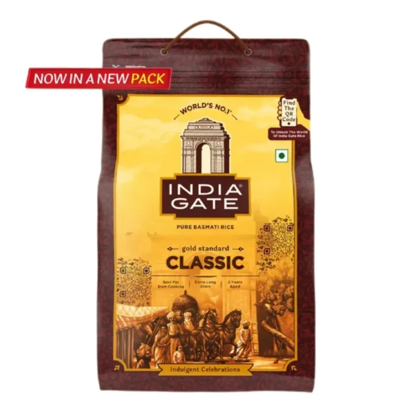 India Gate Gold Standard Classic Basmati Rice | 2 Years Aged | Extra Long Grains